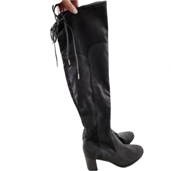 MARC FISHER Grey Gray LOCKET SUEDE OVER THE KNEE BOOT Size 7 1/2 M - Picture 1 of 14